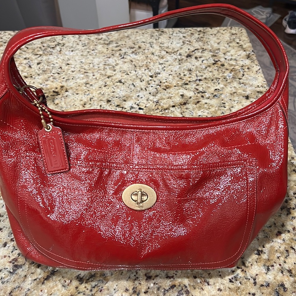 Vintage Coach Red patent leather handbag